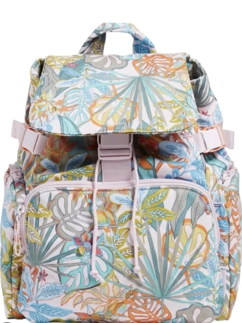 Pastel Tropical Drawstring Backpack - Multicolor Floral Print